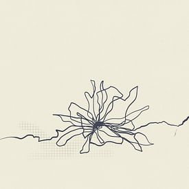 Blooming3, digitale one-line drawing van Ankie Kooi