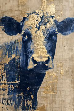 Cow in Gold and Blue by Thea