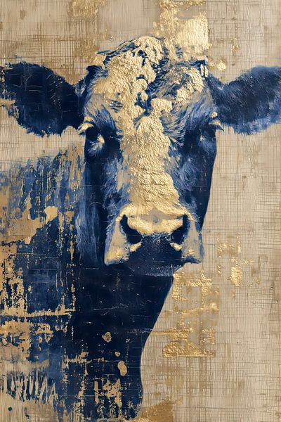 Kuh in Gold und Blau von Thea