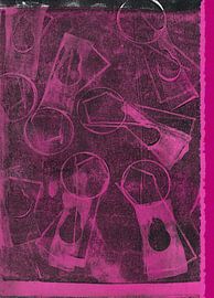 Moderne abstrakte Kunst. Organische Formen in Magenta, Rosa und Schwarz. von Dina Dankers