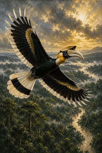 Helmnashornvogel aus dem Regenwald von Borneo