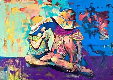 Two children playing by Pop Gabrini