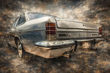 Künstlerische Fahrzeugdarstellung mit rauer Betonoptik und Strukturmix