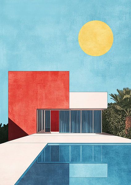 Bauhaus architectuur maanzwembad van Niklas Maximilian