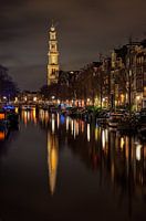 Amsterdam la nuit - La Westerkerk en reflet