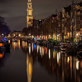 Amsterdam dans la nuit sur Hans van Oort