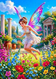 The beautiful fairy and the flower garden by Runglavan Pleanphai