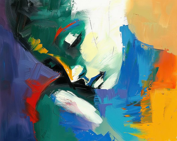 Female Portrait in Bright Colours and Abstract Style by Eye catching paintings