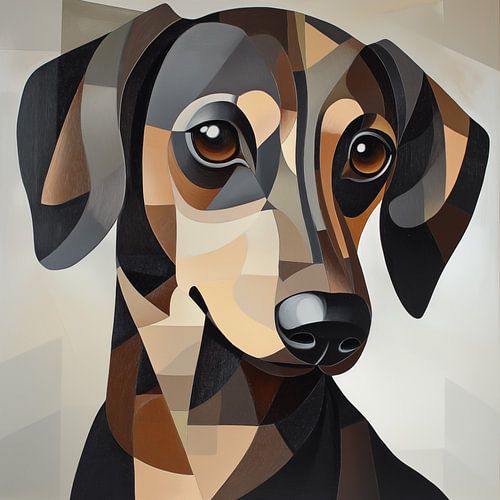 Teckel in cubistische vormen