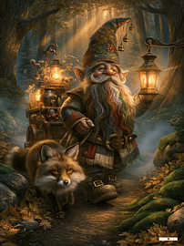 Gnome mit Fuchs im Wald