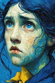 portrait in yellow and blue