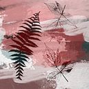 Bladeren en planten op pastel. Botanisch in retrostijl op roze, bruin, wit van Dina Dankers thumbnail