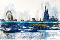 Keulen Panorama met schip Artdesign van Michael Bartsch thumbnail