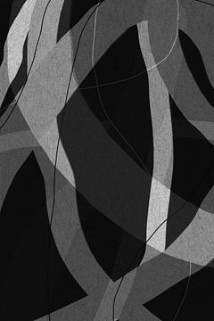 Modern abstract minimalistisch retro kunstwerk in zwart en wit V van Dina Dankers