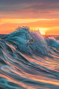 Golven in de zonsondergang