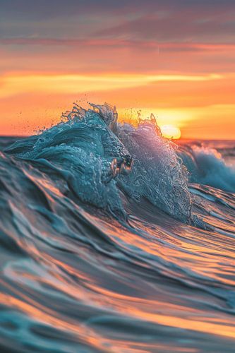 Golven in de zonsondergang