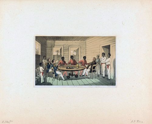 Abraham Pieter Felix, Surinamers en Hollanders drinken thee, 1800s