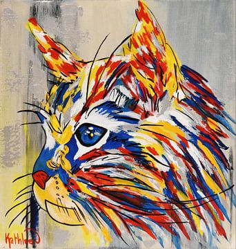 Silberne Katze von Kathleen Künstlerin von Kathleen Artist Fine Art