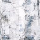 Abstract geometrisch schilderij in zwart-wit, pastelblauw, beige en roest van Dina Dankers thumbnail