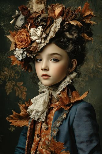 Herfstgravin - Elegant Schilderij Petrol