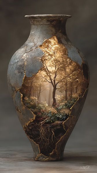 Nature in a Stone Jar by Gelissen Artworks