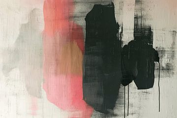 Modern abstract in zwart, wit en roze van Studio Allee