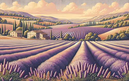 Vintage Provence Lavendel Poster, Frankrijk