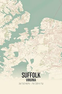 Carte ancienne de Suffolk (Virginie), USA. sur Rezona