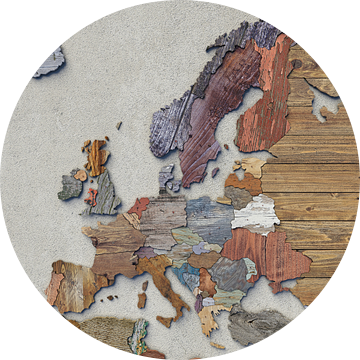 Kaart van Europa in sloophout van Frans Blok