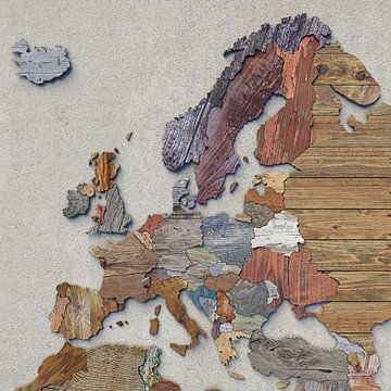 Kaart van Europa in sloophout van Frans Blok