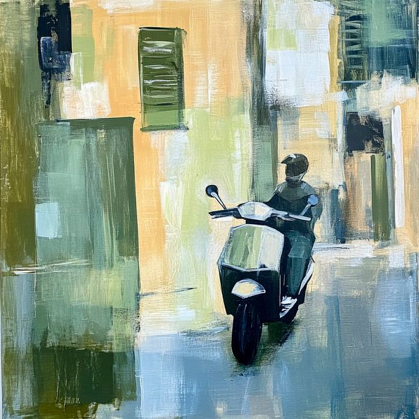 Scooter dans une ruelle par Poster Art Shop