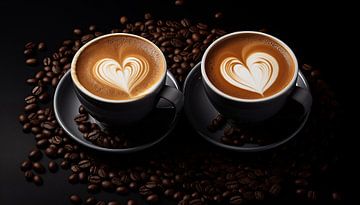 Tassen Kaffee mit Bohnen-Panorama von TheXclusive Art