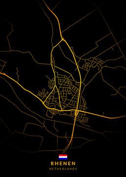 Rhenen Stadsplattegrond Modern Zwartgoud van Kenda Maruyama