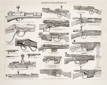 Vintage gravure Handvuurwapens II van Studio Wunderkammer