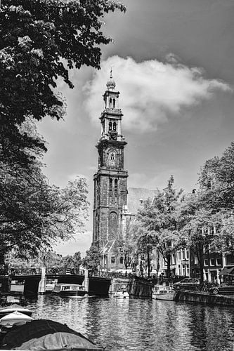 Westerkerk Prinsengracht Amsterdam Zwart-Wit