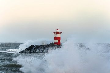 Red beacon Scheveningen by Björn van den Berg