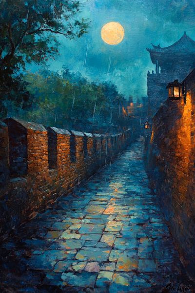 Nachtweg zur Burg von Poster Art Shop