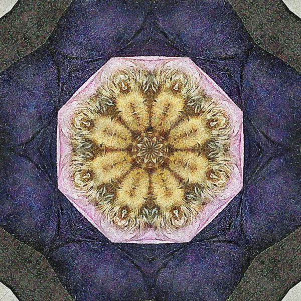 Ginger Cat On Blue Sofa Kaleidoscope by Dorothy Berry-Lound