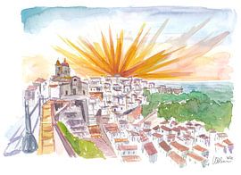 Pisticci uitzicht op de stad op een heuvel in Matera in de regio Basilicata in Zuid-Italië. van Markus Bleichner