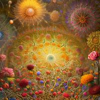 Serie: Surrealistisch Landshap met veel bloemen -2