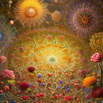 Serie: Surrealistische Landschaft mit vielen Blumen -2 von Carina Dumais