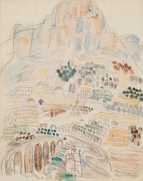 Raoul Dufy - Gezicht op Vence aan de voet van Saint-Jeannet (circa 1927) van Peter Balan
