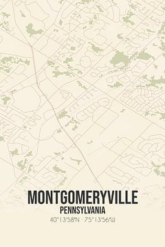 Vintage landkaart van Montgomeryville (Pennsylvania), USA. van Rezona