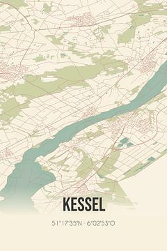 Vintage landkaart van Kessel (Limburg) van MijnStadsPoster