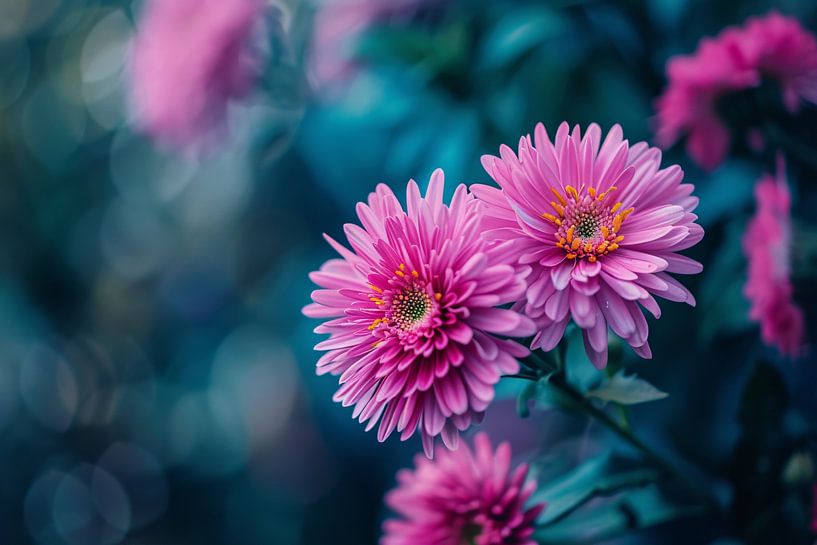 Gros plan sur des fleurs roses en arrière-plan par Imperial Art House