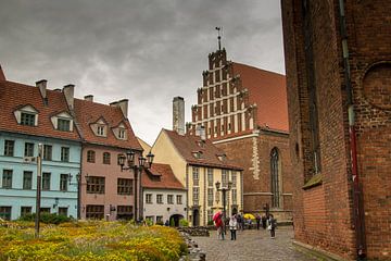 Colourful street scene in Riga, Latvia by Marcel Alsemgeest