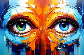 Ogen als paar, geschilderd in een pasteuze stijl van AidasignArt
