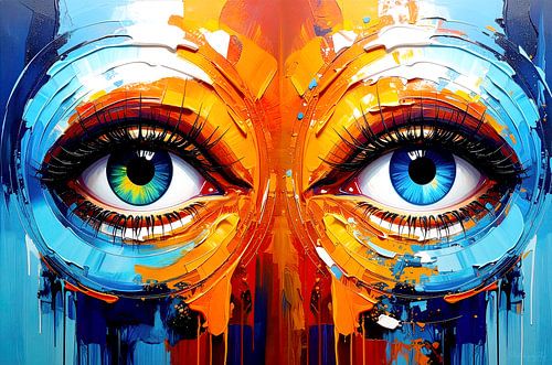 Une paire d'yeux peints dans un style pâteux