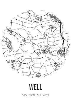 Well (Gelderland) | Carte | Noir et blanc sur Rezona