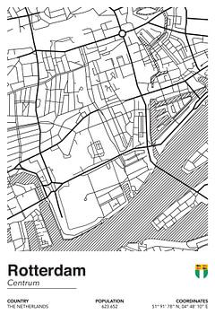City map Rotterdam II by Walljar